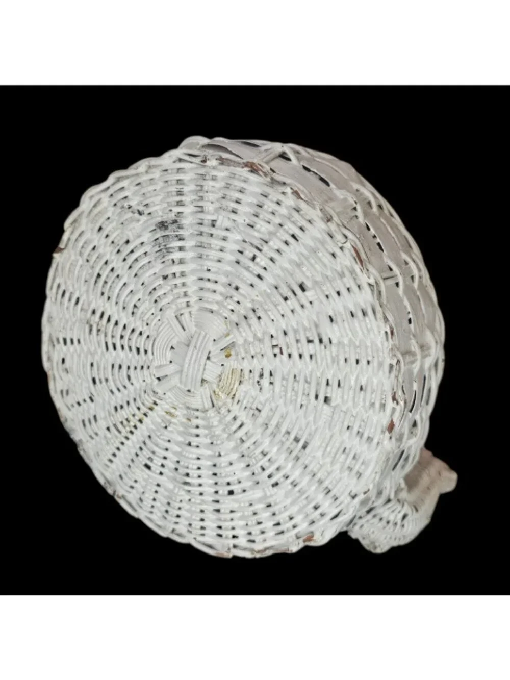 VTG White Wicker Teapot Basket Small Cottagecore Country Removable Lid 6.5